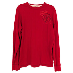 VTG Y2K Mens Red Abercrombie & Fitch Moose Logo Long‎ Sleeve Muscle Fit Tee MED
